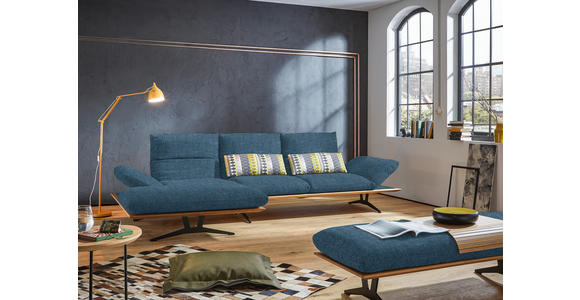 ECKSOFA in Flachgewebe Blau  - Blau/Schwarz, Design, Holz/Textil (159/314cm) - Dieter Knoll