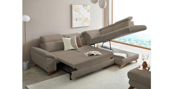 ECKSOFA in Chenille Graubraun  - Eichefarben/Graubraun, MODERN, Holz/Textil (287/212cm) - Valnatura