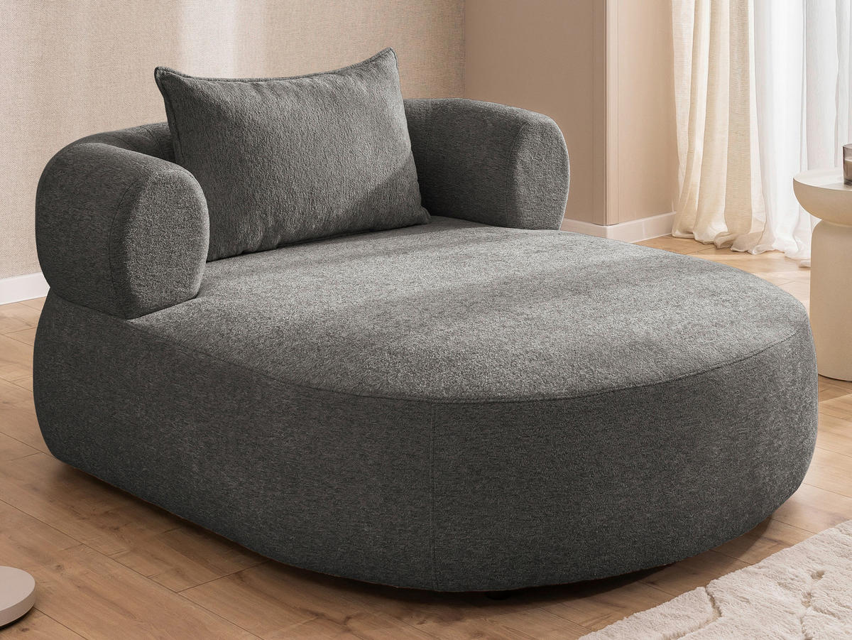 XXL-SESSEL Chenille Anthrazit    - Anthrazit/Schwarz, Design, Kunststoff/Textil (122/76/156cm) - Livetastic
