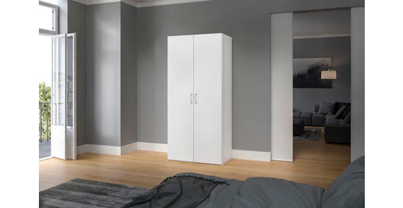 DREHTÜRENSCHRANK  in Weiß  - Chromfarben/Weiß, Design, Holzwerkstoff (102/215/59cm) - Carryhome