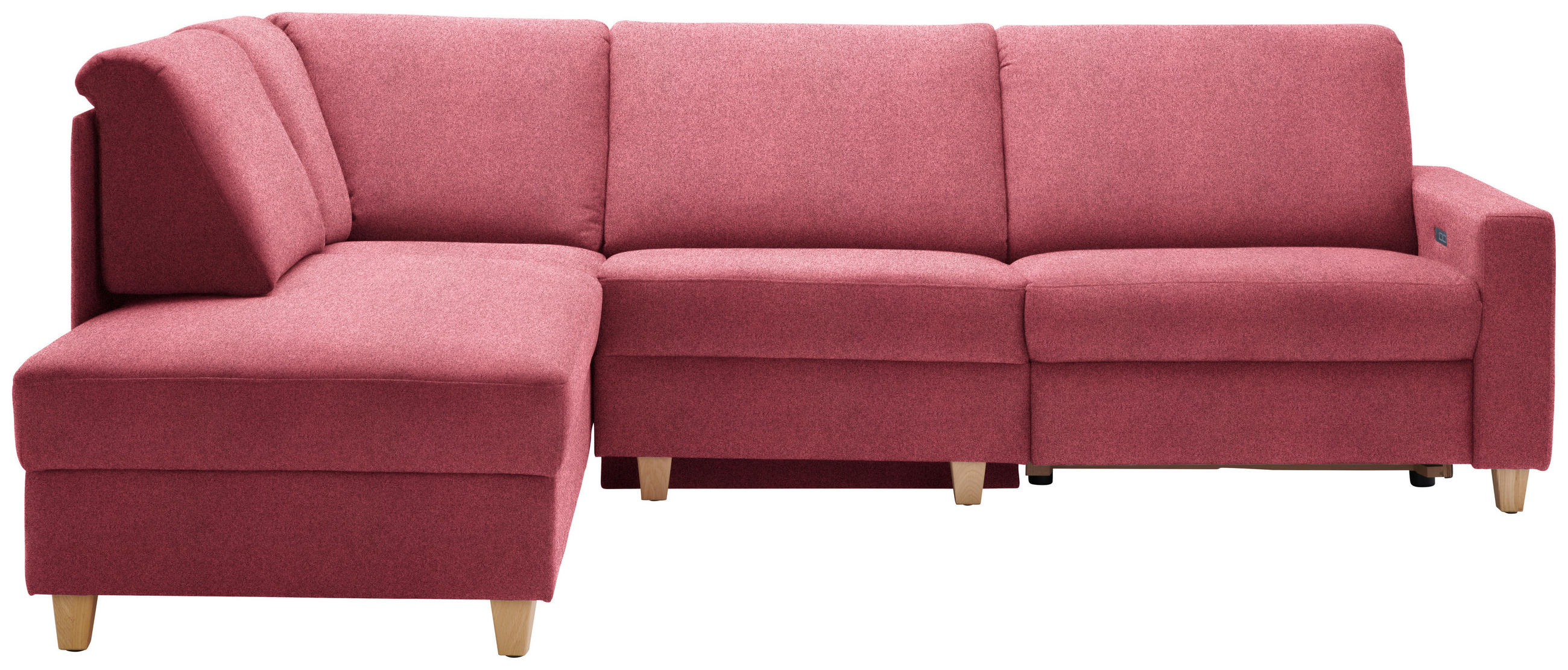 ECKSOFA in Flachgewebe Bordeaux  203/261 cm  - Eichefarben/Bordeaux, KONVENTIONELL, Holz/Textil (203/261cm) - Sedda