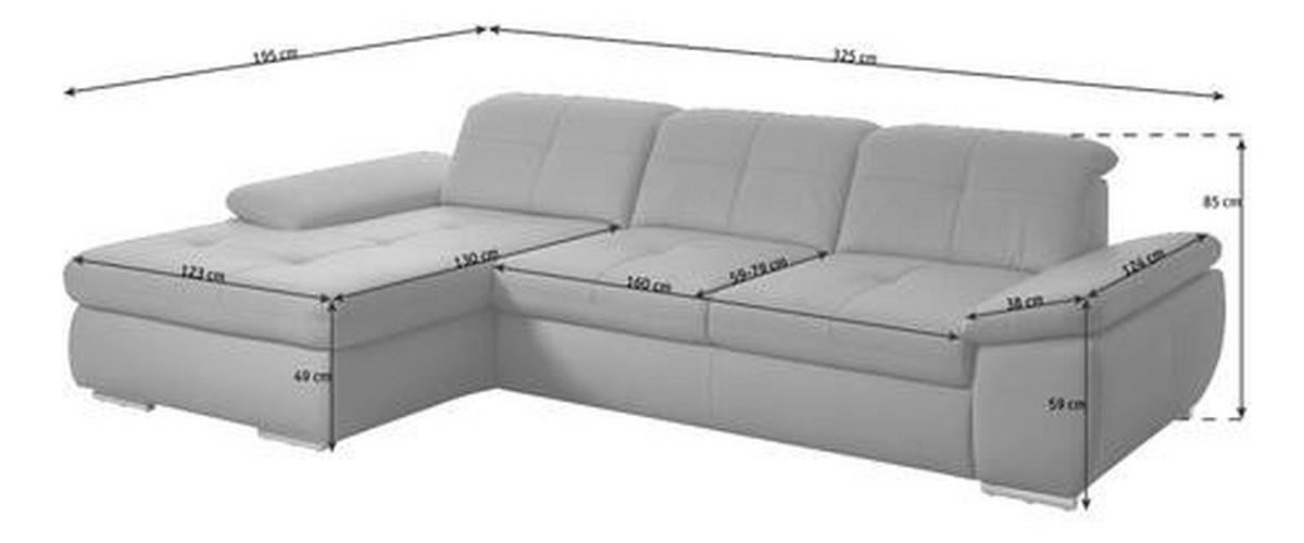 ECKSOFA in Echtleder Weiß  195/325 cm  - Edelstahlfarben/Weiß, Design, Leder/Metall (195/325cm) - Beldomo Speed