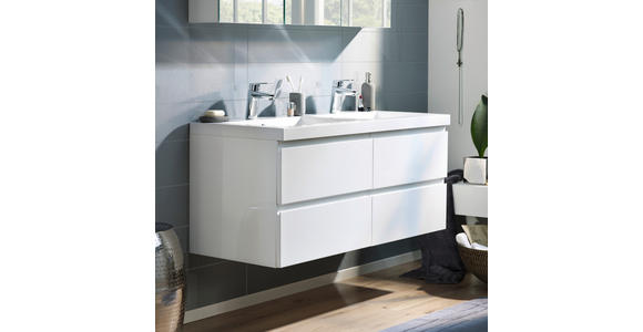 BADEZIMMER in 120 cm - Weiß, Design, Glas/Holzwerkstoff (120cm) - Novel