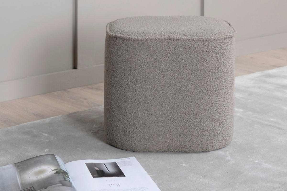 POUF Teddystoff Grau 44/41/44 cm  - Grau, Design, Textil (44/41/44cm) - Livetastic