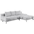 ECKSOFA in Chenille Hellgrau  - Hellgrau/Schwarz, MODERN, Textil/Metall (290/182cm) - Hom`in