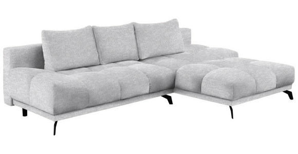 ECKSOFA in Chenille Hellgrau  - Hellgrau/Schwarz, MODERN, Textil/Metall (290/182cm) - Hom`in