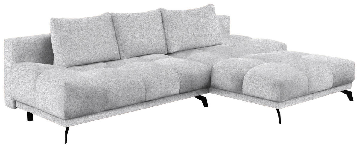 ECKSOFA in Chenille Hellgrau  - Hellgrau/Schwarz, Modern, Textil/Metall (290/182cm) - Hom`in