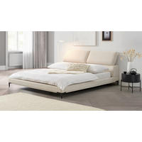 KÁRPITOZOTT ÁGY 180/200 cm  krémszínű  - krémszínű/fekete, Modern, textil/fa (180/200cm) - Livetastic