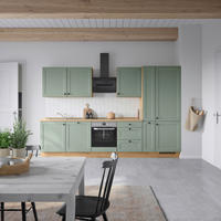 KÜCHENBLOCK 330 cm   in Eichefarben, Schilfgrün  - Schilfgrün/Eichefarben, MODERN, Holzwerkstoff/Metall (330cm) - Nobilia