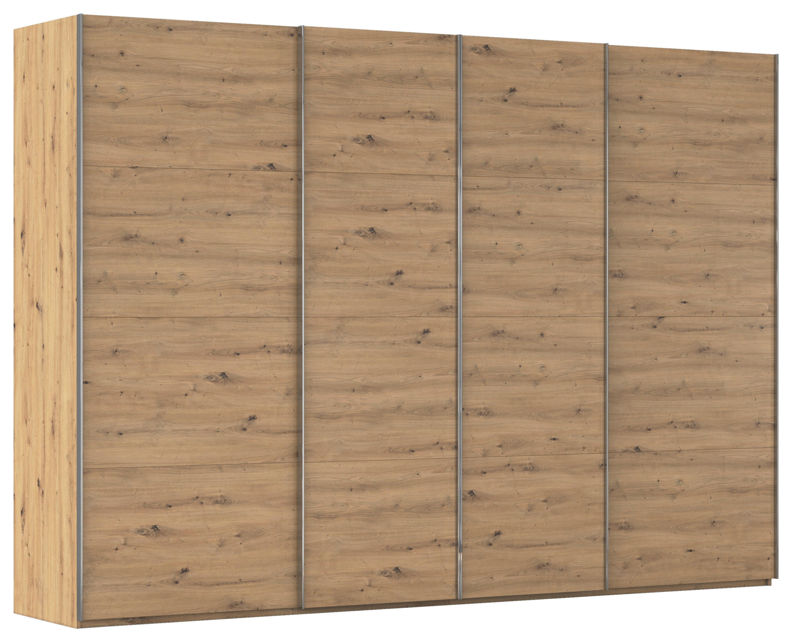 SCHWEBETÜRENSCHRANK 316/223/68 cm 4-türig Eiche Artisan  - Chromfarben/Eiche Artisan, Design, Holzwerkstoff/Metall (316/223/68cm) - Novel