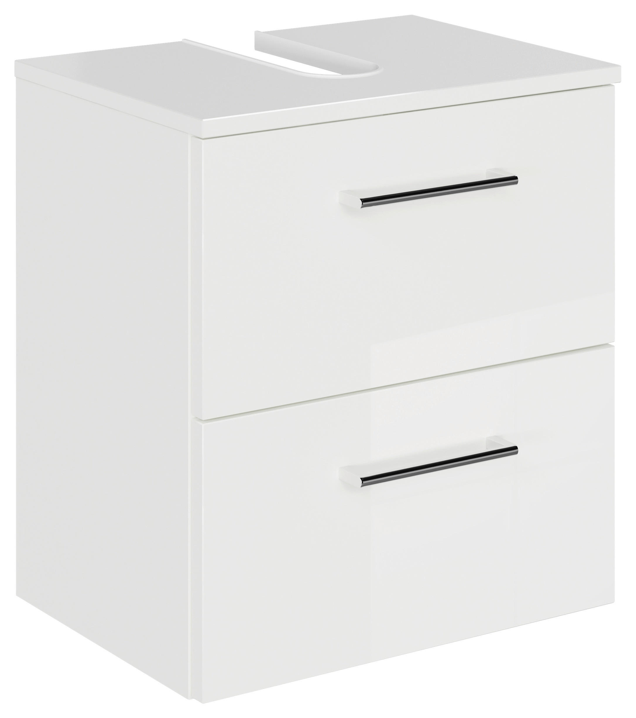 WASCHBECKENUNTERSCHRANK 45/49,8/33,3 cm  - Chromfarben/Weiß Hochglanz, KONVENTIONELL, Holzwerkstoff/Metall (45/49,8/33,3cm) - Sadena