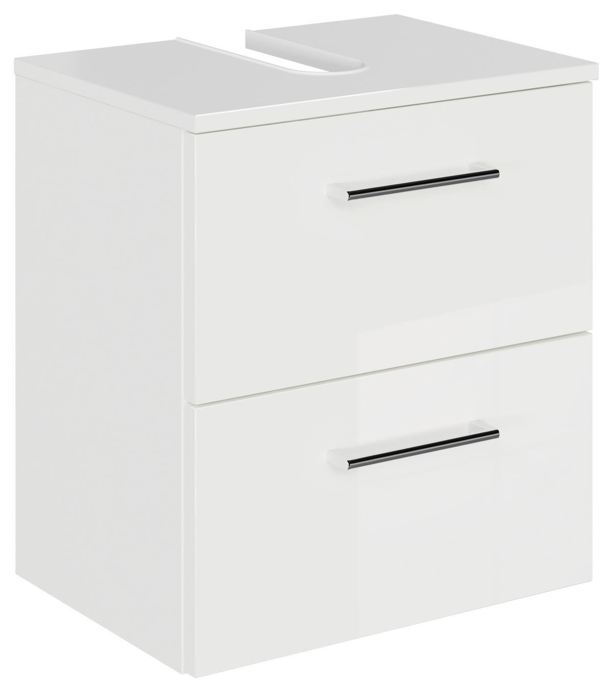 WASCHBECKENUNTERSCHRANK 45/49,8/33,3 cm  - Chromfarben/Weiß Hochglanz, KONVENTIONELL, Holzwerkstoff/Metall (45/49,8/33,3cm) - Sadena