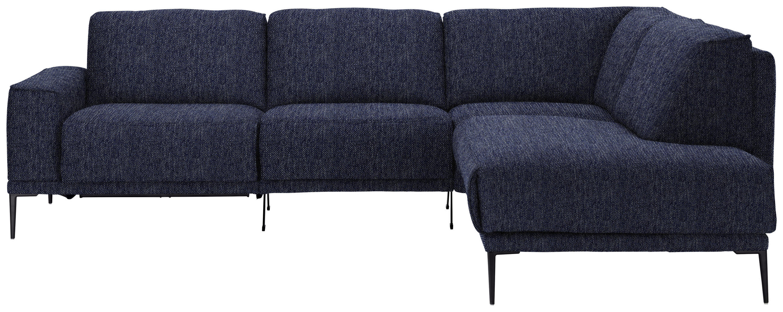 ECKSOFA in Flachgewebe Dunkelblau  - Schwarz/Dunkelblau, Design, Textil/Metall (260/210cm) - Johann Jakob