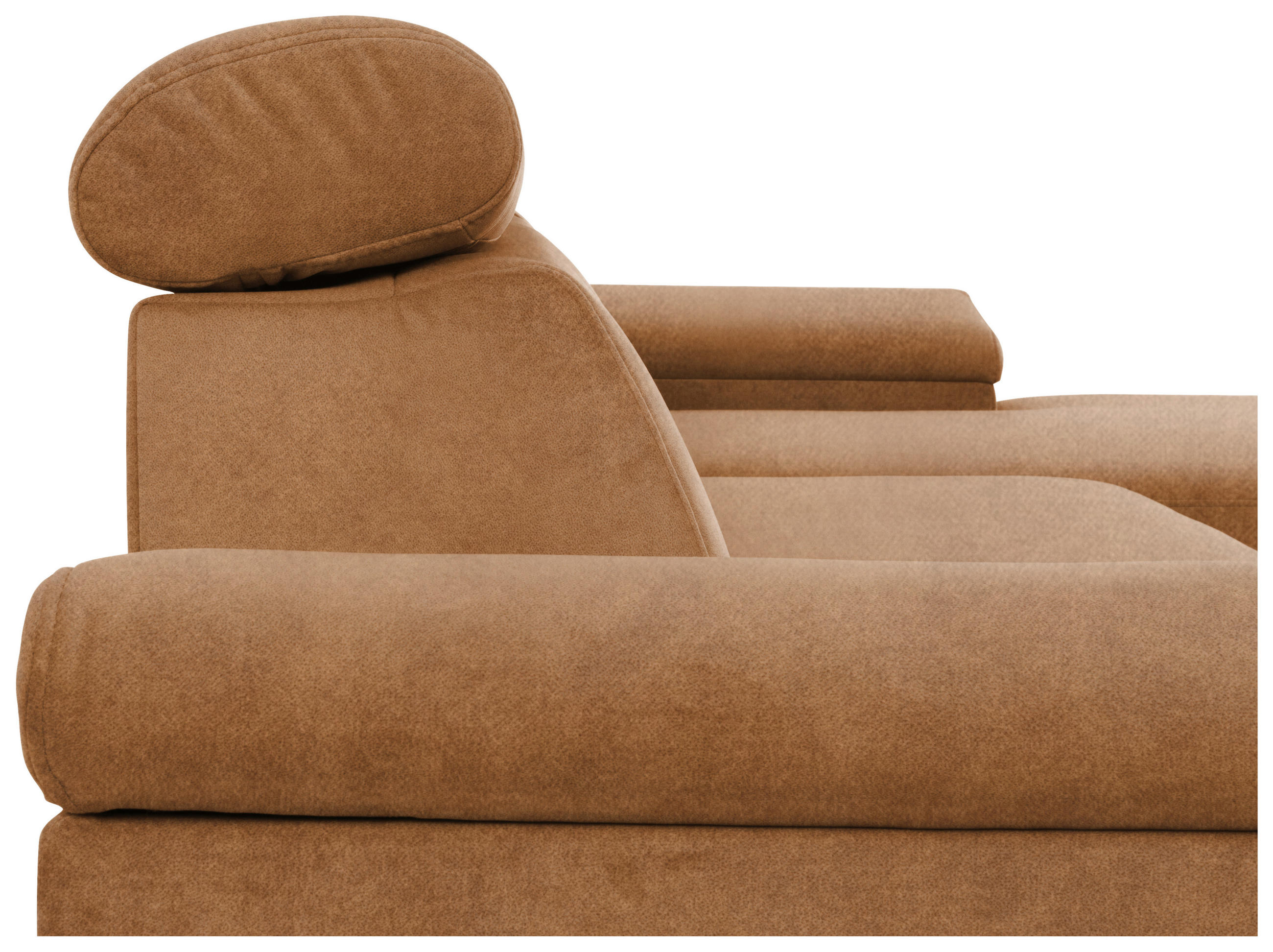 ECKSOFA in Velours Bernsteinfarben  - Bernsteinfarben/Schwarz, Modern, Textil/Metall (258/176cm) - MID.YOU