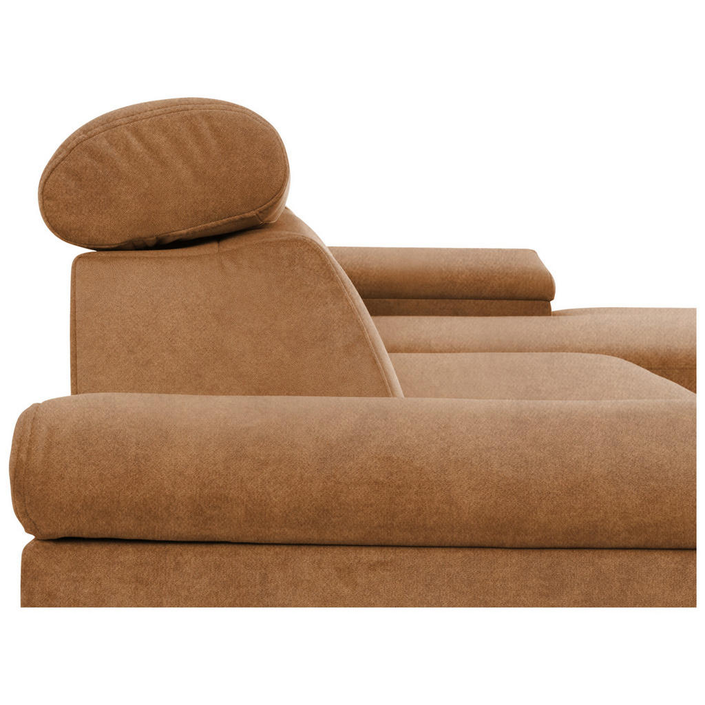 Thumbnail - Mid.you Ecksofa, Bernstein, Textil, 2-Sitzer, Ottomane rechts, L-Form, 258x176 cm, Made in EU, Liegefunktion, Wohnzimmer...