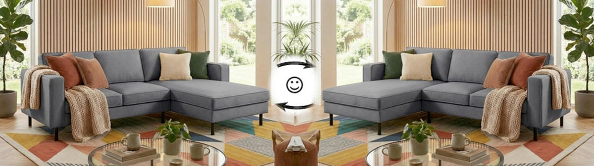 ECKSOFA WATKINS Anthrazit Struktur  - Anthrazit/Schwarz, MODERN, Textil/Metall (232/161cm) - Trendmanufaktur