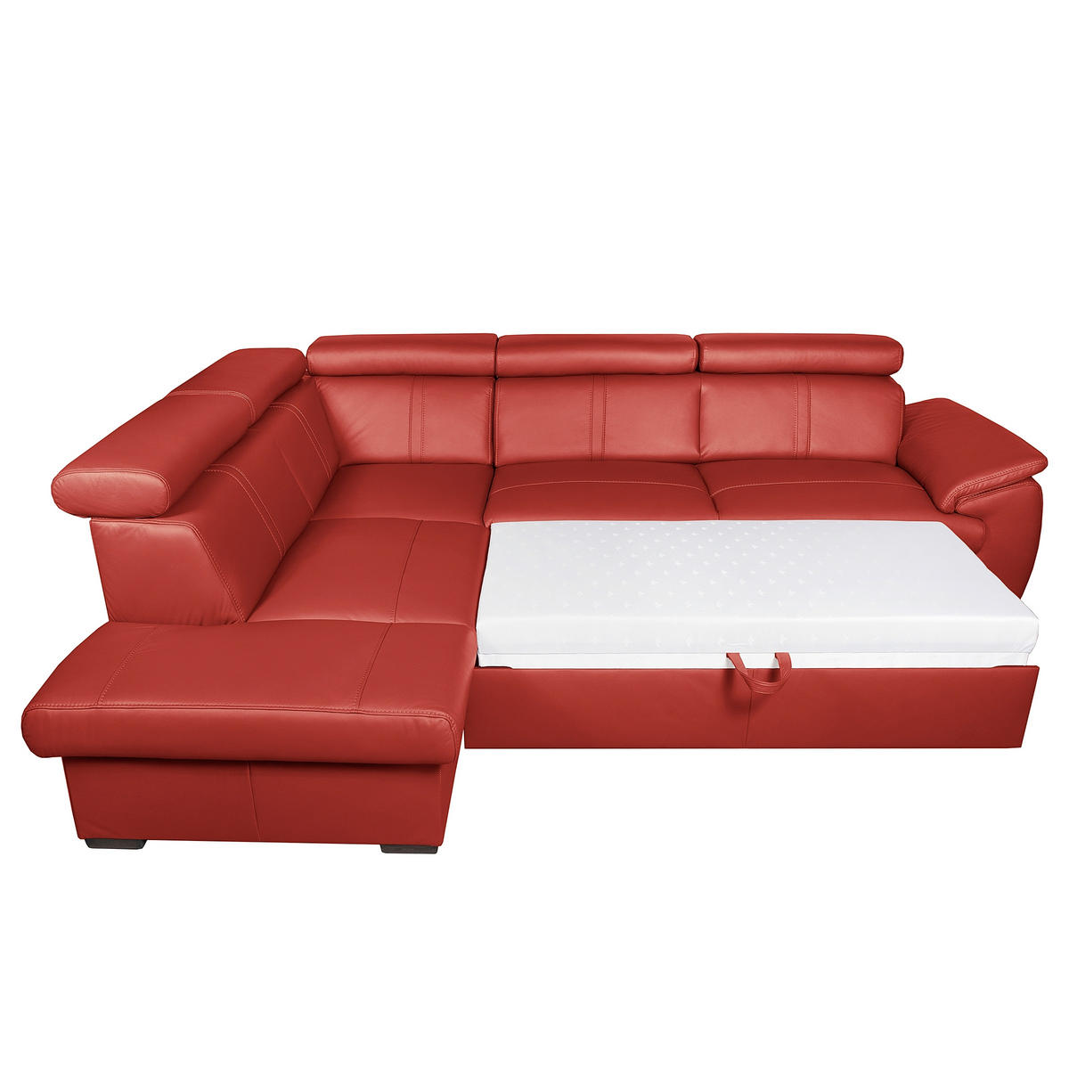 ECKSOFA  in Echtleder Rot  - Wengefarben/Rot, Design, Leder/Holz (211/265cm) - Livetastic