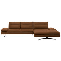 ECKSOFA in Echtleder Cognac  - Cognac/Schwarz, Modern, Leder/Metall (342/158cm) - Chilliano
