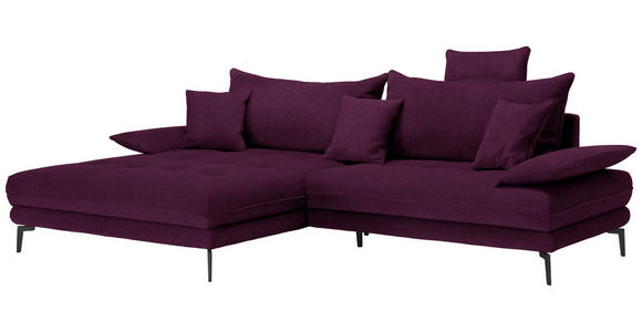 ECKSOFA in Mikrofaser Beere 176/292 cm - Beere/Schwarz, MODERN, Textil/Metall (176/292cm) - Carryhome