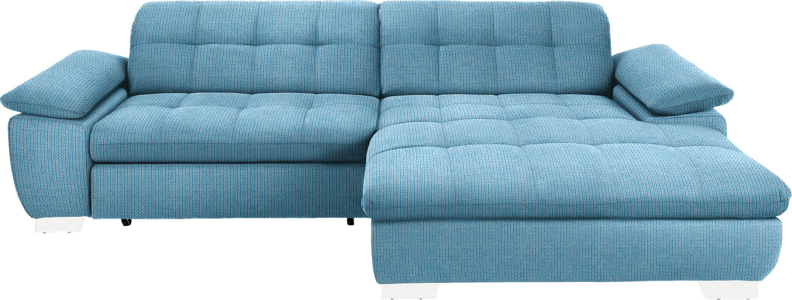 ECKSOFA in Mikrofaser Pastellblau  - Chromfarben/Pastellblau, Design, Textil/Metall (265/180cm) - Carryhome