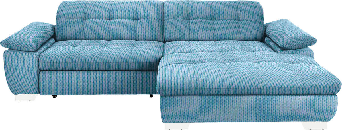 ECKSOFA in Mikrofaser Pastellblau  - Chromfarben/Pastellblau, Design, Textil/Metall (265/180cm) - Carryhome