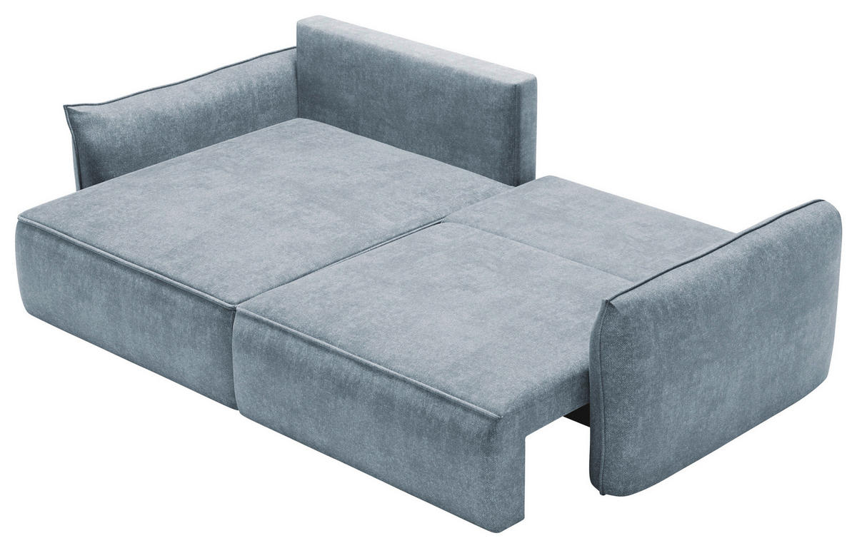 ECKSOFA  in Struktur Blau  - Blau/Schwarz, KONVENTIONELL, Kunststoff/Textil (148/266cm) - Milino