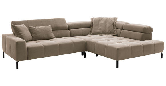 ECKSOFA Taupe Cord  - Taupe/Schwarz, KONVENTIONELL, Textil/Metall (311/219cm) - Hom`in