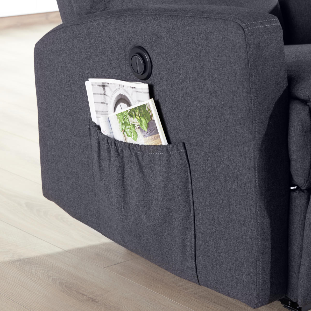 TV-FOTEL - antracit/fehér, Konventionell, textil/fém (76/87-102/93-156cm) - Carryhome