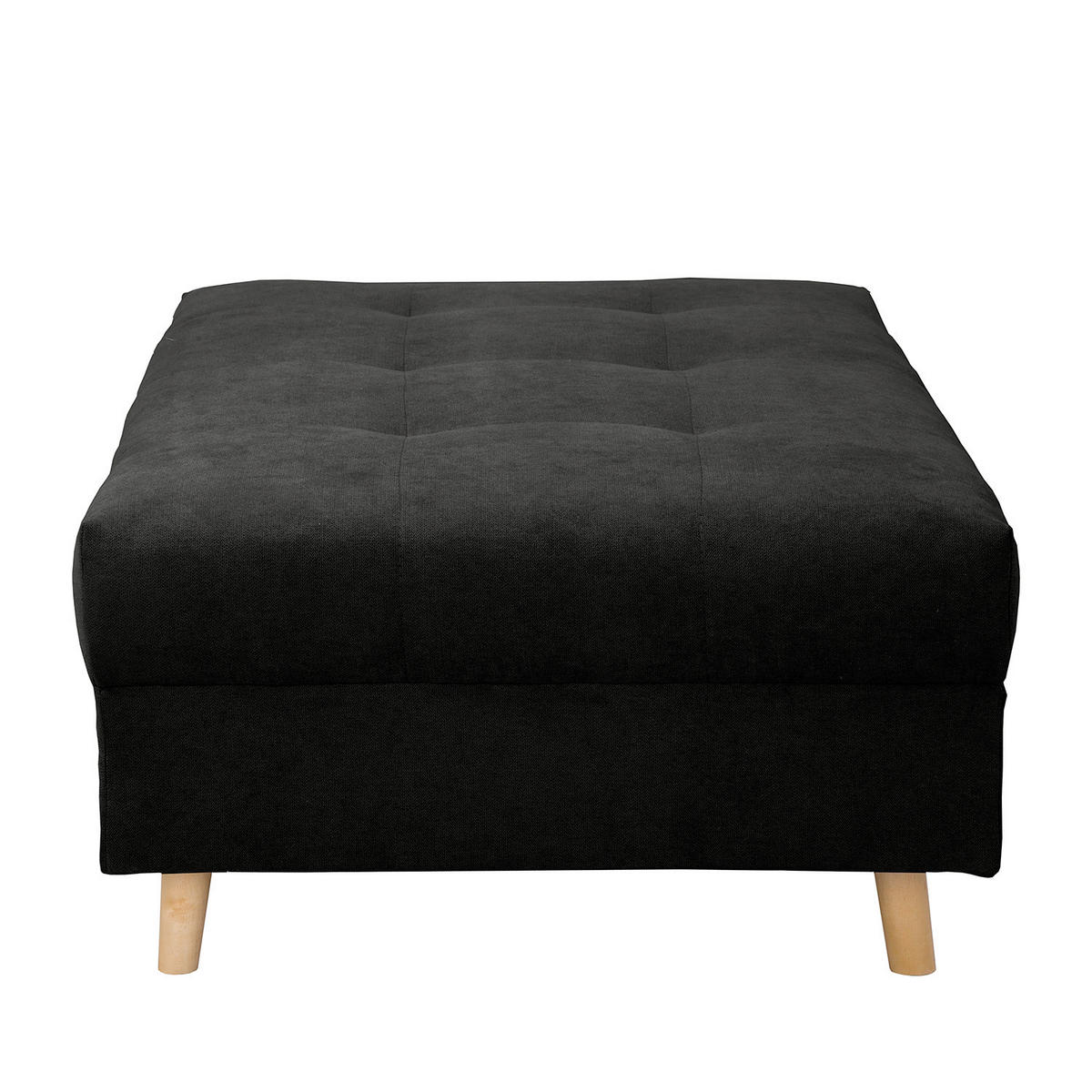ECKSOFA inkl. Hocker Ariella in Mikrofaser Schwarz  161/231 cm  - Schwarz/Naturfarben, Design, Holz/Textil (161/231cm) - Livetastic