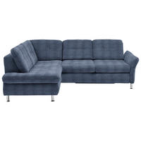 ECKSOFA in Webstoff Blau  210/242 cm  - Chromfarben/Blau, KONVENTIONELL, Textil/Metall (210/242cm) - Beldomo Style