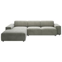 ECKSOFA 9125 Grauweiß Cord  - Grauweiß/Schwarz, Design, Kunststoff/Textil (189/300cm) - Pure Home Lifestyle