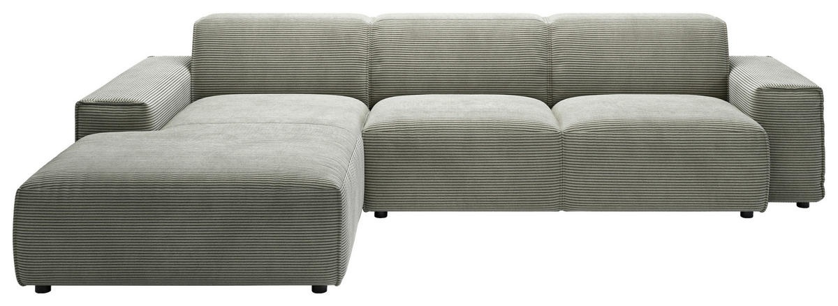 ECKSOFA 9125 Grauweiß Cord  - Grauweiß/Schwarz, Design, Kunststoff/Textil (189/300cm) - Pure Home Lifestyle