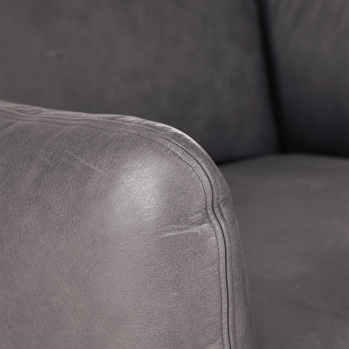 SESSEL in Echtleder Grau  - Schwarz/Grau, KONVENTIONELL, Leder/Metall (100/80/90cm) - Carryhome