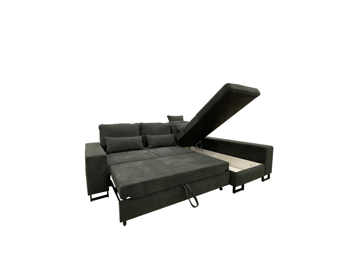 SJEDEĆA GARNITURA tekstil  tamno siva   - tamno siva/crna, Moderno, tekstil/metal (260/192cm)