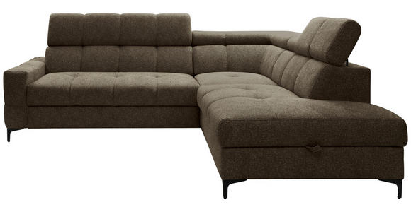 ECKSOFA  in Struktur Dunkelgrün  254/212 cm  - Dunkelgrün/Schwarz, MODERN, Textil/Metall (254/212cm) - Carryhome