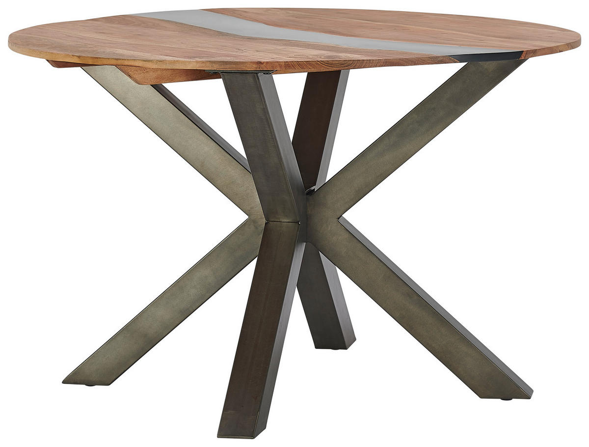 ESSTISCH in Holz, Metall  - Schwarz/Naturfarben, Trend, Holz/Metall (120/76/120cm) - Livetastic