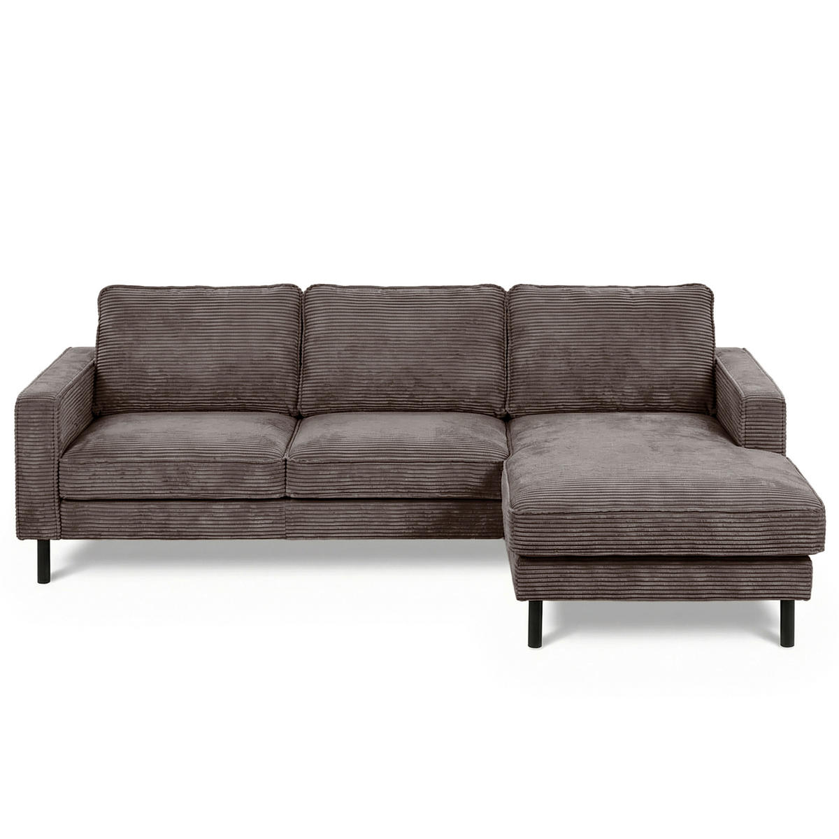 ECKSOFA Taupe Cord Rücken echt  - Taupe/Schwarz, Design, Textil/Metall (238/166cm) - Livetastic