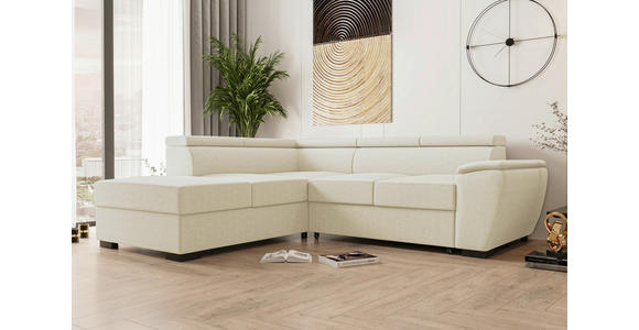 ECKSOFA  in Flachgewebe Beige  - Beige/Schwarz, KONVENTIONELL, Kunststoff/Textil (220/266cm) - Carryhome