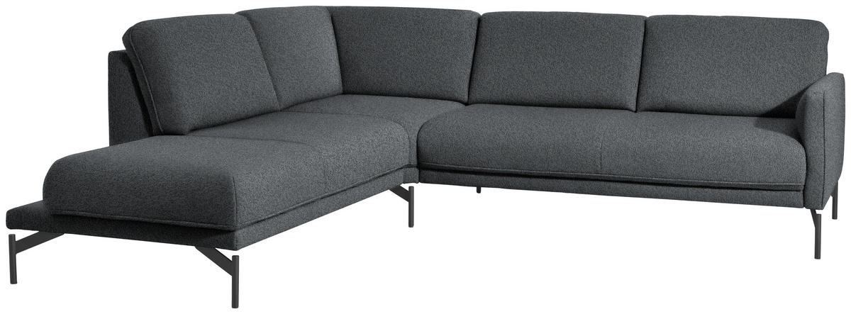 ECKSOFA in Flachgewebe, Struktur Grau  - Anthrazit/Grau, Design, Textil/Metall (230/254cm) - Johann Jakob