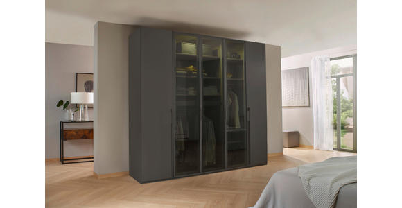 DREHTÜRENSCHRANK 251/235/60 cm 5-türig Graphitfarben - Graphitfarben, Trend, Glas/Holzwerkstoff (251/235/60cm) - Novel