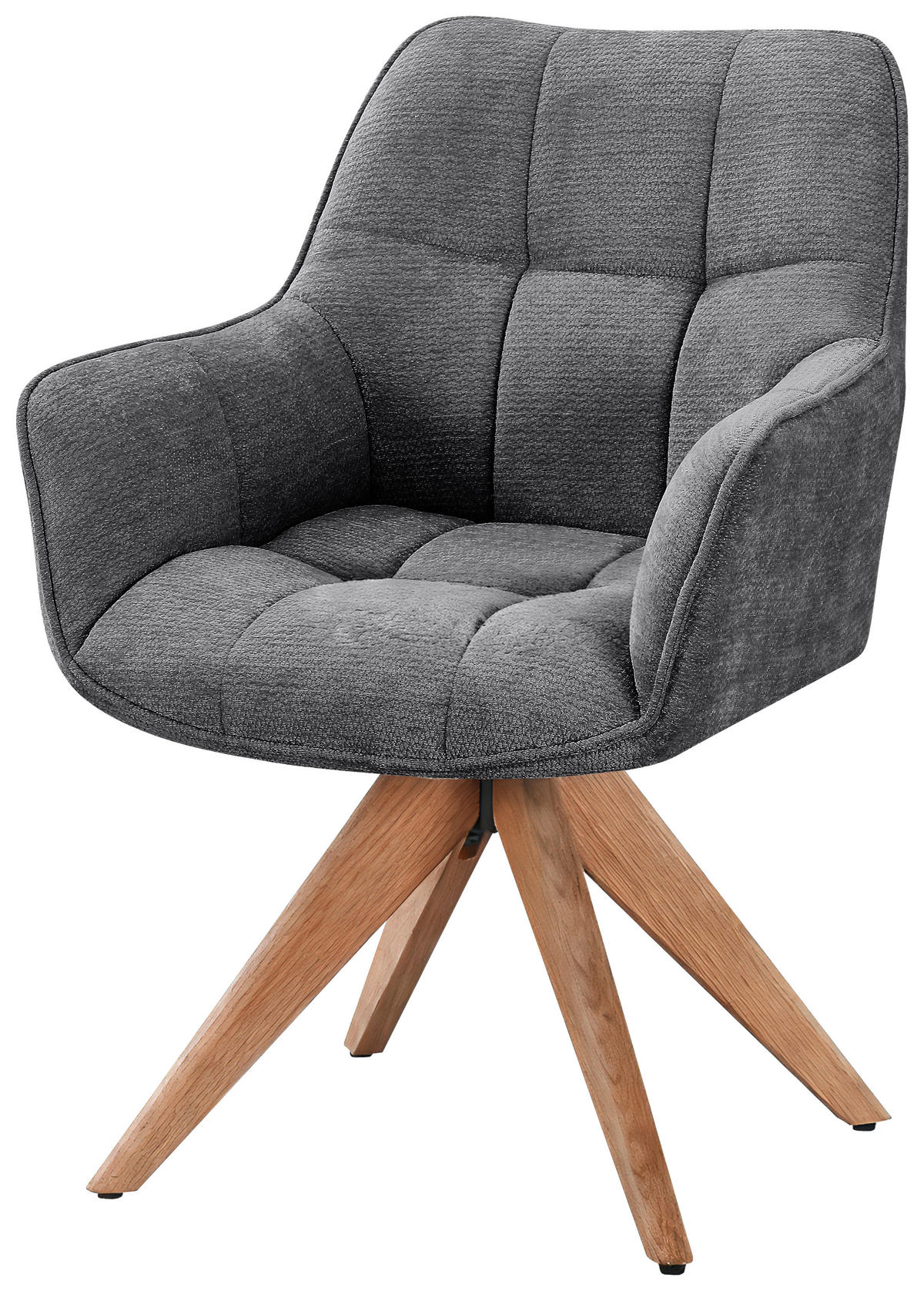 ARMLEHNSTUHL in Holz, Textil Eichefarben, Dunkelgrau  - Dunkelgrau/Eichefarben, Basics, Holz/Textil (64/85/62cm) - Livetastic