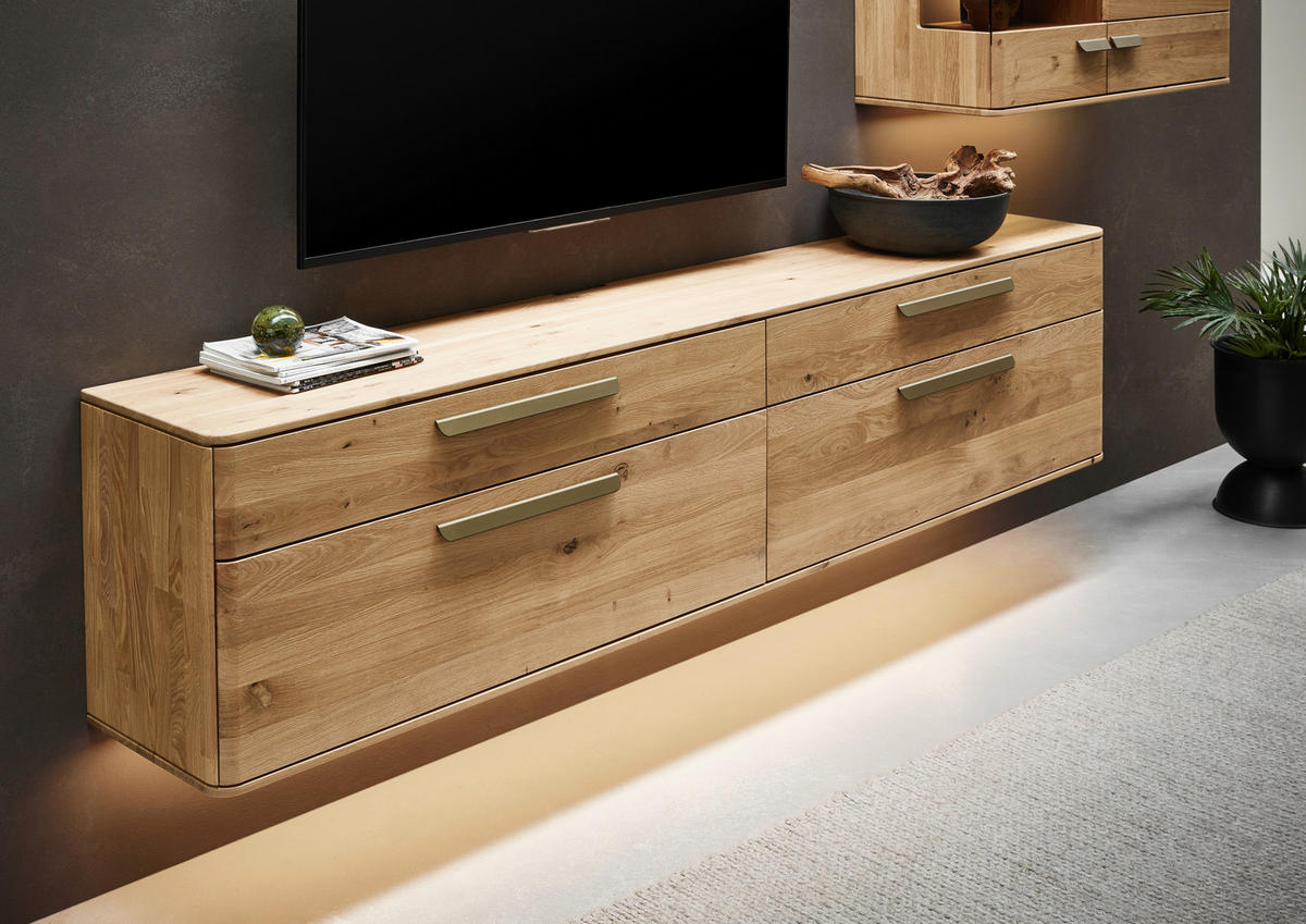 LOWBOARD Wildeiche  241,9/53,8/37,1 cm  - Wildeiche/Bronzefarben, Natur, Holz/Metall (241,9/53,8/37,1cm) - Valnatura