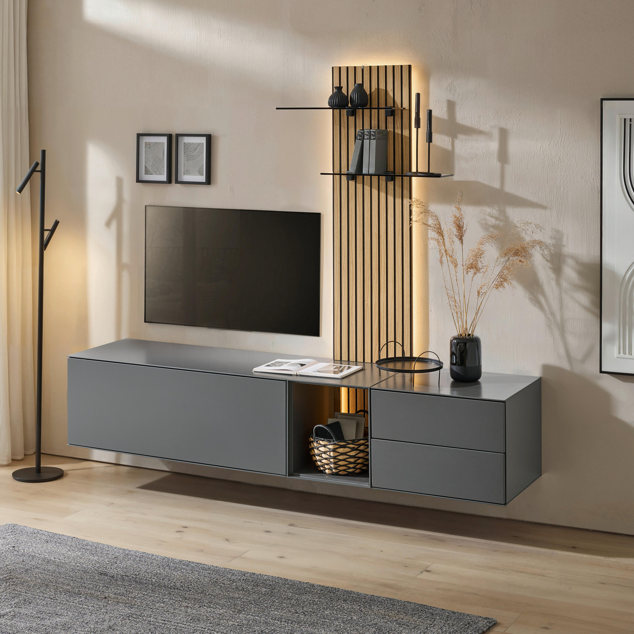 WANDPANEEL Eichefarben  40 (90)/140/28 cm  - Eichefarben, Design, Glas/Holz (40 (90)/140/28cm) - Dieter Knoll