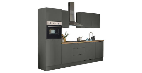 KÜCHENBLOCK in Graphitfarben - Schwarz/Graphitfarben, Basics, Holzwerkstoff/Metall (280/211/60cm) - Xora