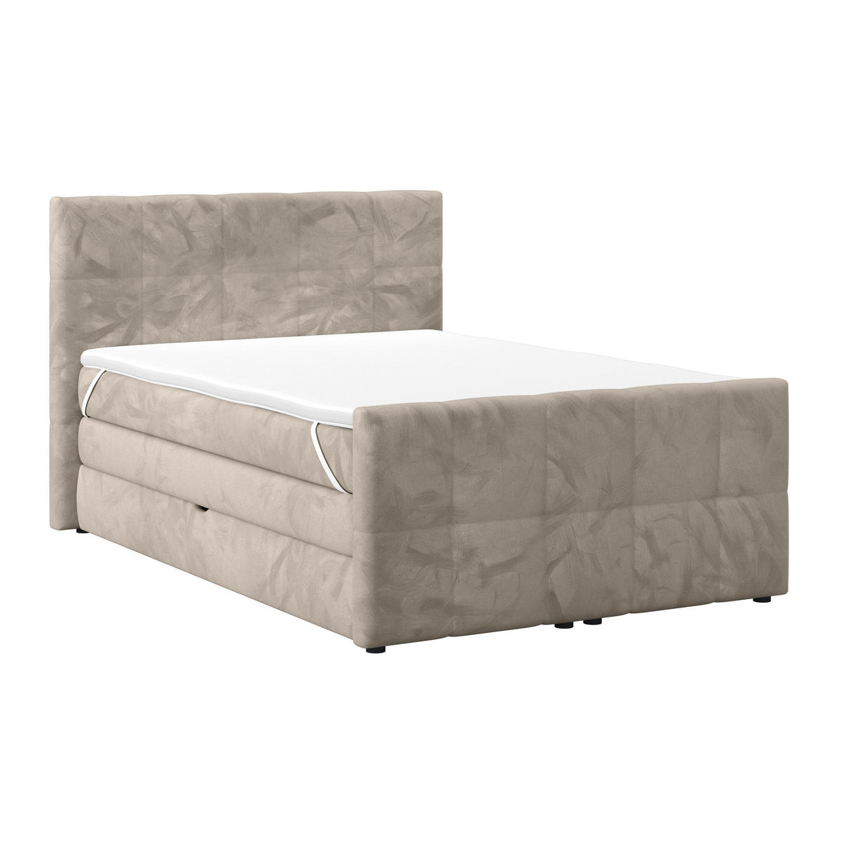 BOXSPRINGBETT 140/200 cm,  in Taupe, gepolstertes Kopfteil, Bettkasten, Topper, Matratzen, H3 + H3 = fest  - Taupe, KONVENTIONELL, Holz/Holzwerkstoff (140/200cm) - Luca Bessoni