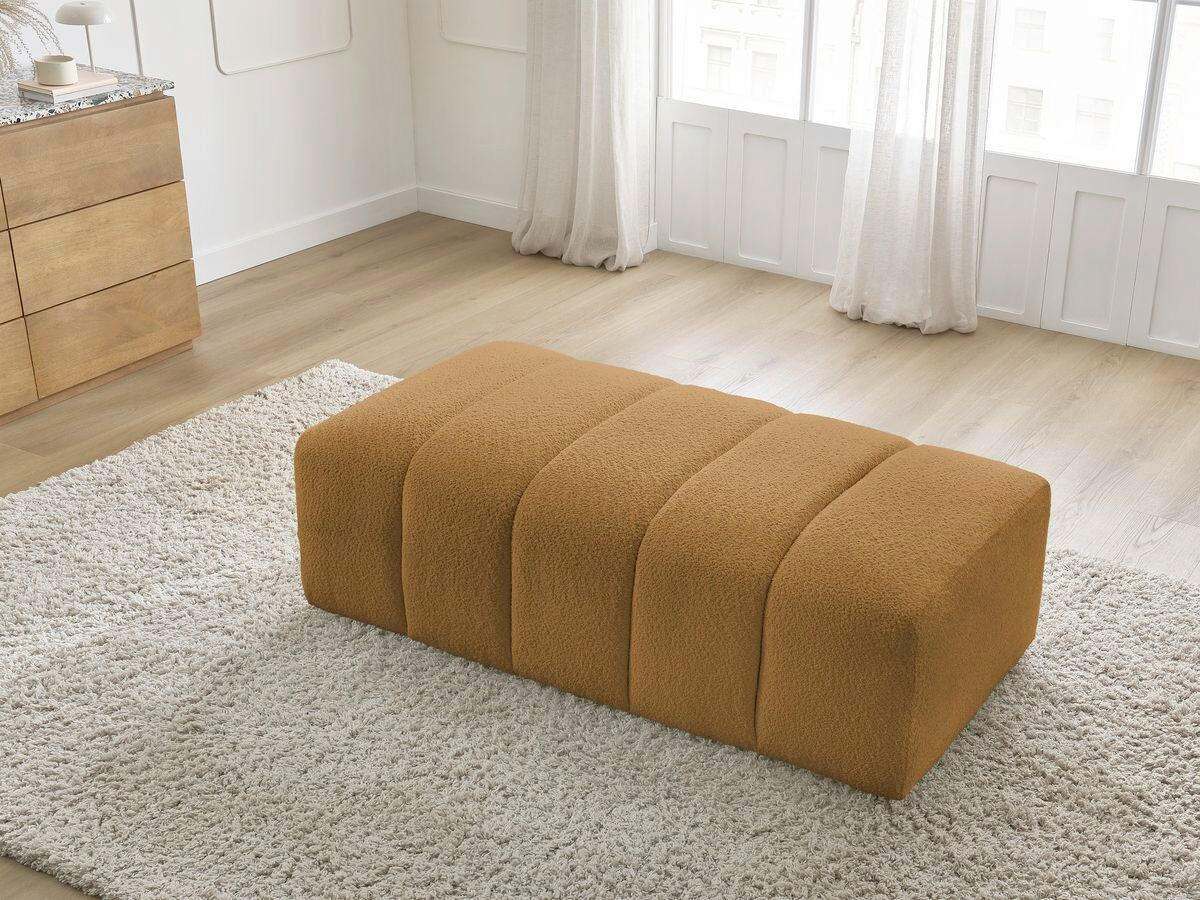 HOCKER ANNECY Bouclé Gelb  - Gelb/Schwarz, MODERN, Kunststoff/Textil (140/45/70cm)