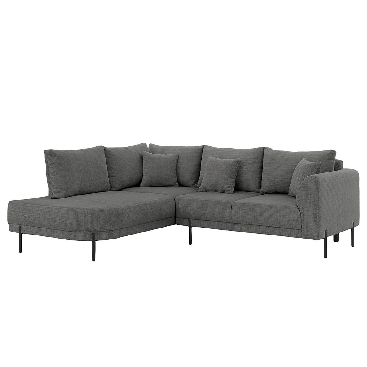 ECKSOFA Mauris Grau Chenille Rückenkissen  - Schwarz/Grau, Design, Kunststoff/Textil (200/233cm) - Livetastic