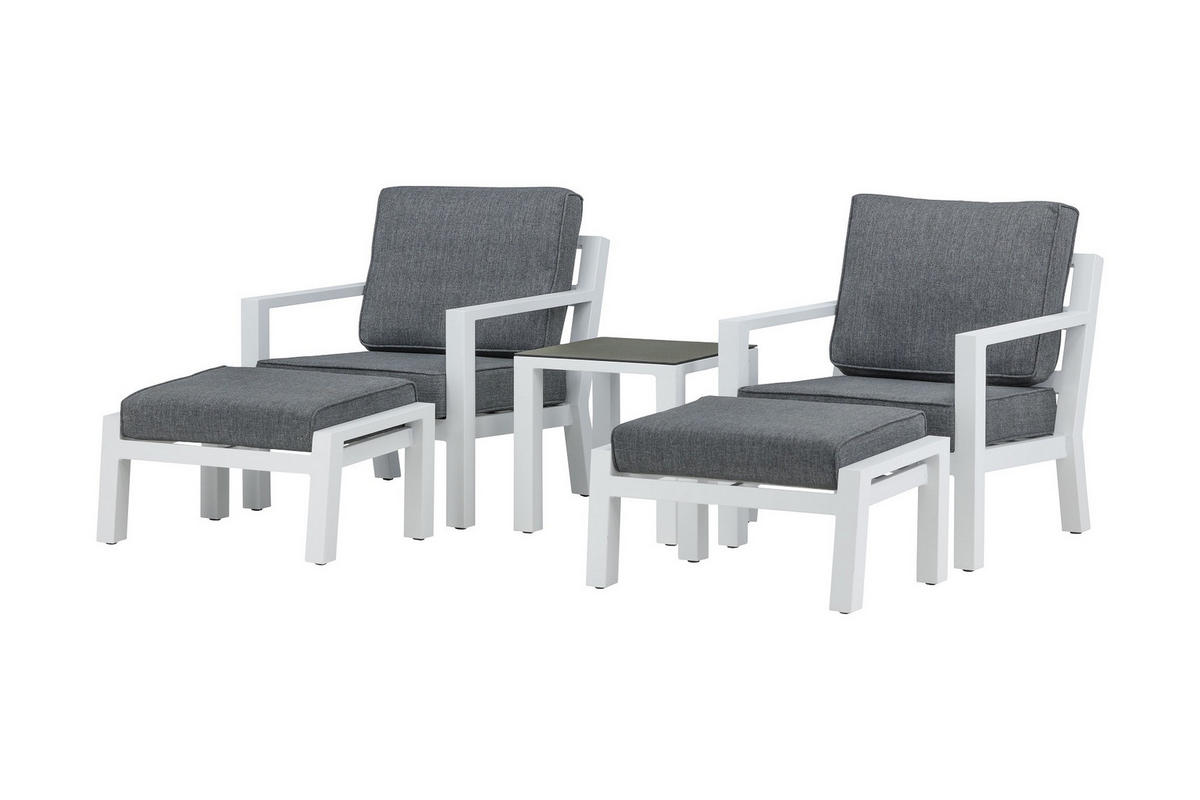 LOUNGEGRUPP 5 delar  - vit/grå, Basics, metall/textil