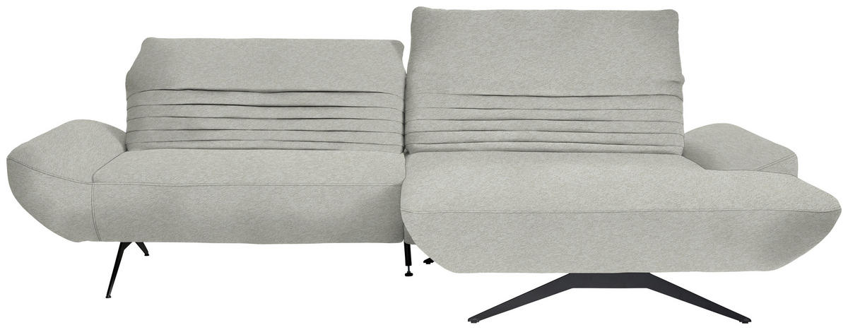 ECKSOFA  in Teddystoff Hellgrau  280/170-195 cm  - Hellgrau/Schwarz, Design, Textil/Metall (280/170-195cm) - Dieter Knoll