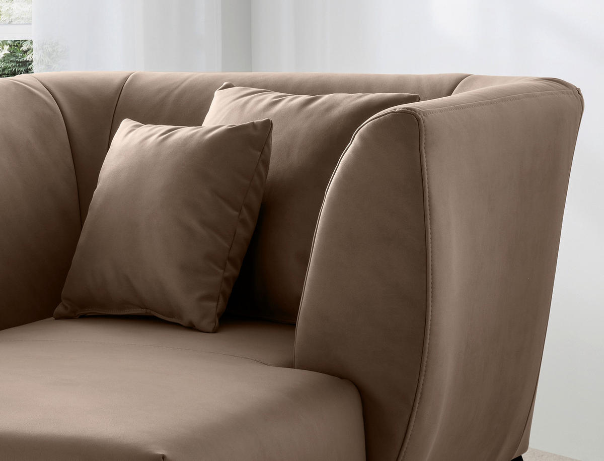 XXL-SESSEL in Lederlook Braun  - Schwarz/Braun, Modern, Holz/Textil (108/84/155cm) - Livetastic